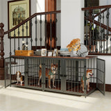 Dog Carriers & Crates: Indestructible Wooden Dog Crate Furniture With Divider For 2 Dogs Cage End Table