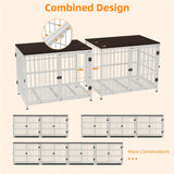 P&P White Walnut XL Dog Crate with Furniture Style Top, 3 Doors and Easy Clean Tray Included