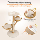 Pet Medical Collars: Solid Wood Cat Tree with 3 Branches & Baskets