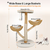 Pet Medical Collars: Solid Wood Cat Tree with 3 Branches & Baskets