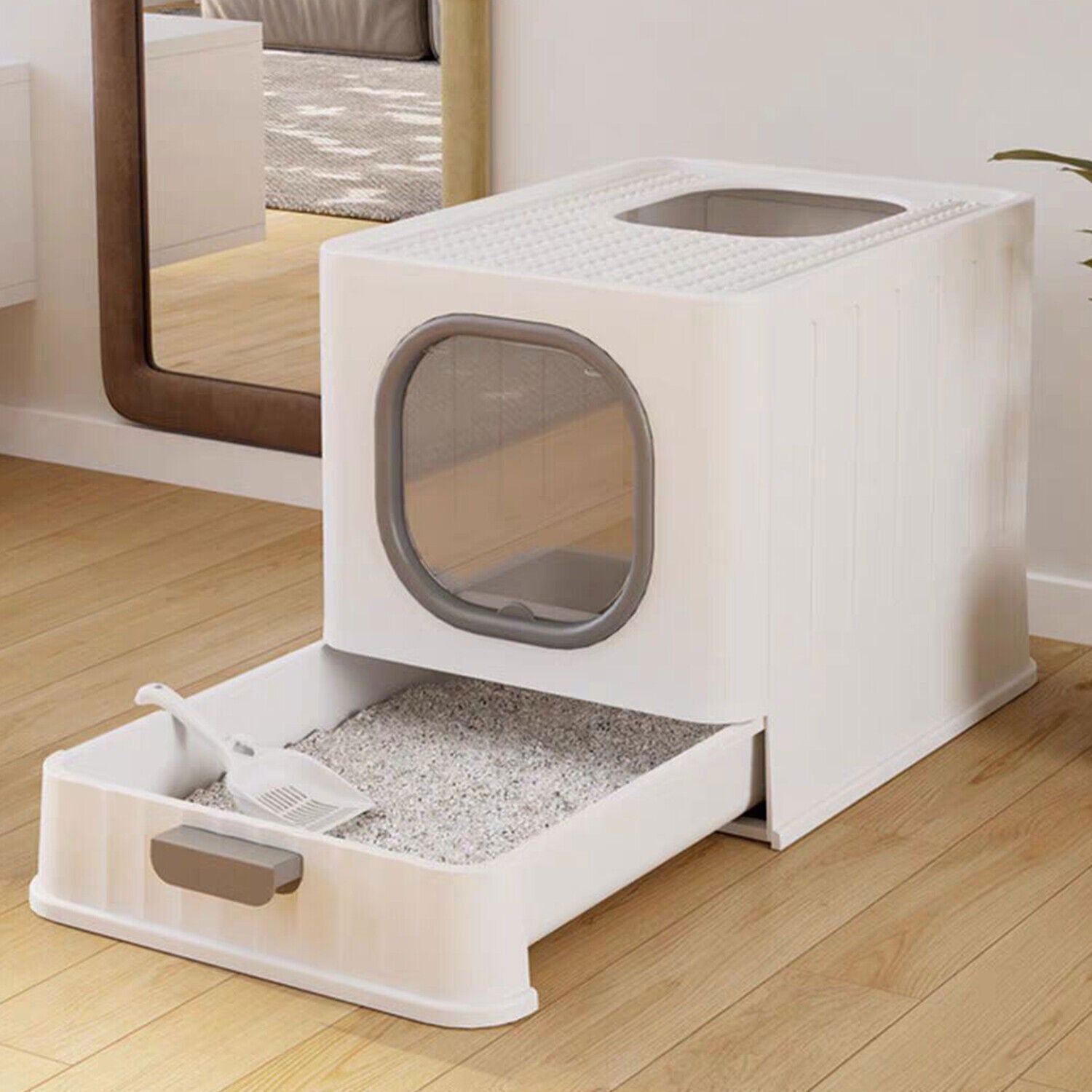 Pool Sweeps & Vacuums: Big Top Entry Deep Tray Enclosed Kitty Cat Litter Box Easy To Clean Pull Handle
