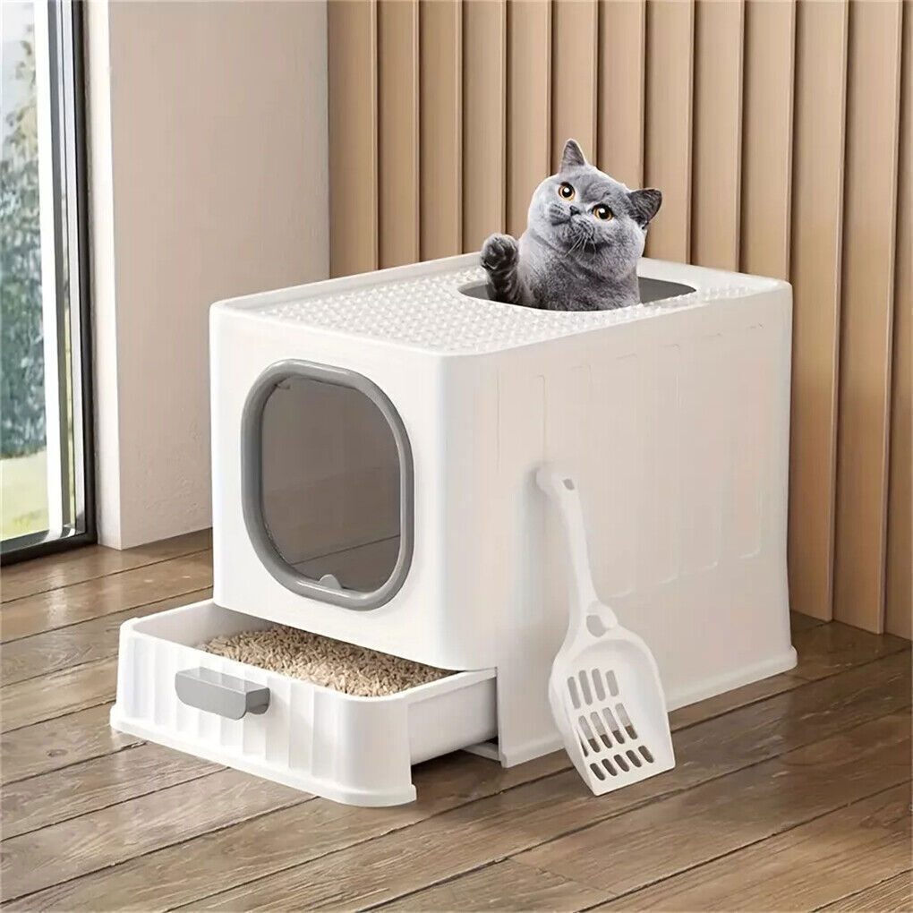 Pool Sweeps & Vacuums: Big Top Entry Deep Tray Enclosed Kitty Cat Litter Box Easy To Clean Pull Handle