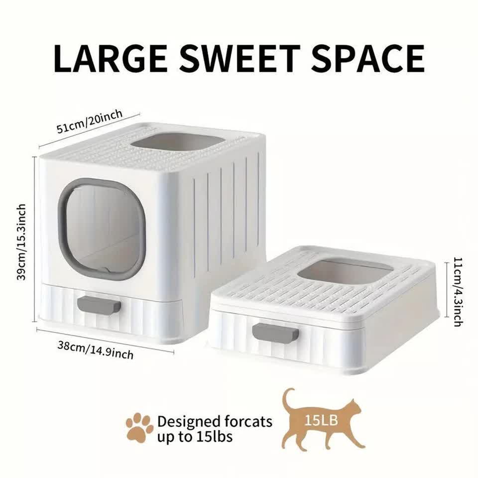 Pool Sweeps & Vacuums: Big Top Entry Deep Tray Enclosed Kitty Cat Litter Box Easy To Clean Pull Handle