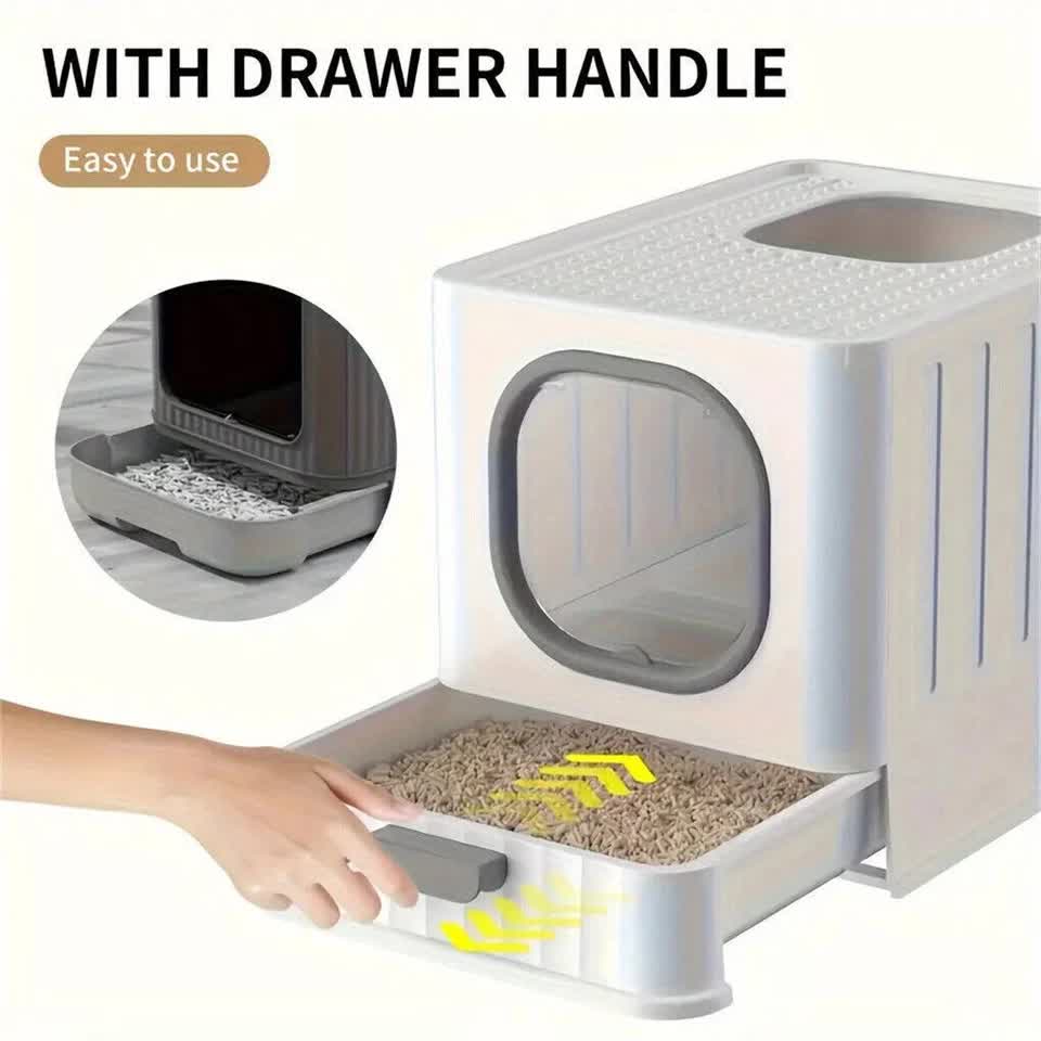 Pool Sweeps & Vacuums: Big Top Entry Deep Tray Enclosed Kitty Cat Litter Box Easy To Clean Pull Handle