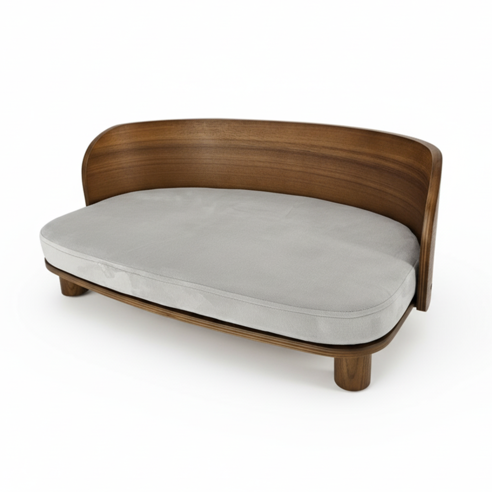 Cat Furniture: P&P Wood & Grey Small Elevated Cat Bed With Cushion, Solid Frame And Quick Assembly