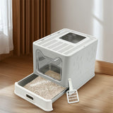 Cat Litter: Stainless Steel Enclosed Cat Litter Box Top Exit Pet Toilet Box w/ Litter Scoop