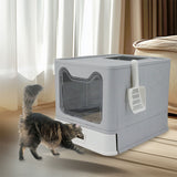 Cat Litter: Stainless Steel Enclosed Cat Litter Box Top Exit Pet Toilet Box w/ Litter Scoop