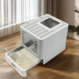 Cat Litter: Stainless Steel Enclosed Cat Litter Box Top Exit Pet Toilet Box w/ Litter Scoop