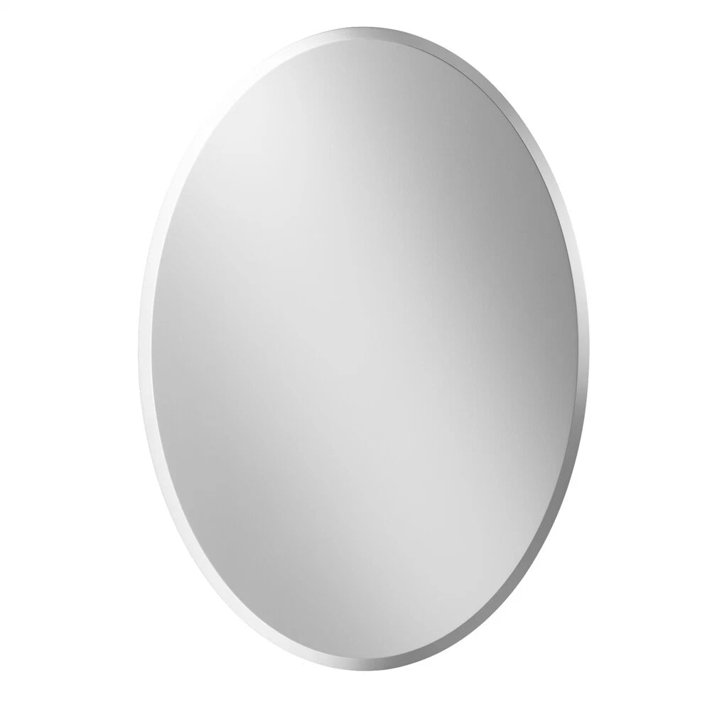 Mirrors: Beveled Edge Oval Wall Mirror, Frameless Decorative Glass Mirror for Bathroom, Living Room, Entryway, Hallway - 50x70cm