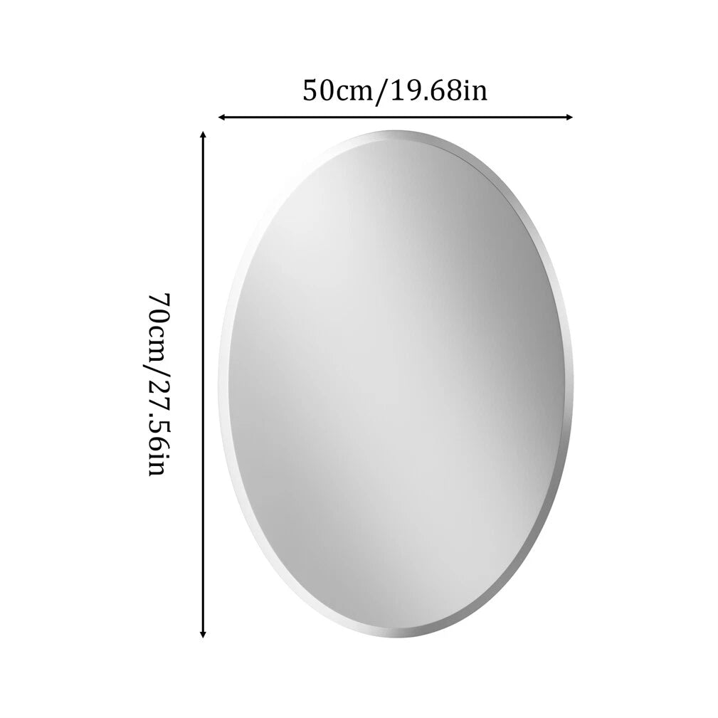 Mirrors: Beveled Edge Oval Wall Mirror, Frameless Decorative Glass Mirror for Bathroom, Living Room, Entryway, Hallway - 50x70cm