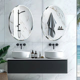 Mirrors: Beveled Edge Oval Wall Mirror, Frameless Decorative Glass Mirror for Bathroom, Living Room, Entryway, Hallway - 50x70cm