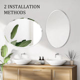 Mirrors: Beveled Edge Oval Wall Mirror, Frameless Decorative Glass Mirror for Bathroom, Living Room, Entryway, Hallway - 50x70cm