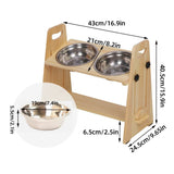 Dog Bowls, Feeders & Waterers: Wooden Elevated Dog Food Bowl with 2 Stainless Steel Bowls Adjustable Pet Feeding Station for Dogs and Cats