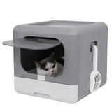 Cat Litter: Foldable Fully Enclosed Hooded Cat Litter Box Self-Cleaning Kitty Toilet w Tray