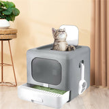Cat Litter: Foldable Fully Enclosed Hooded Cat Litter Box Self-Cleaning Kitty Toilet w Tray