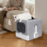 Cat Litter: Foldable Fully Enclosed Hooded Cat Litter Box Self-Cleaning Kitty Toilet w Tray