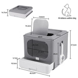 Cat Litter: Foldable Fully Enclosed Hooded Cat Litter Box Self-Cleaning Kitty Toilet w Tray
