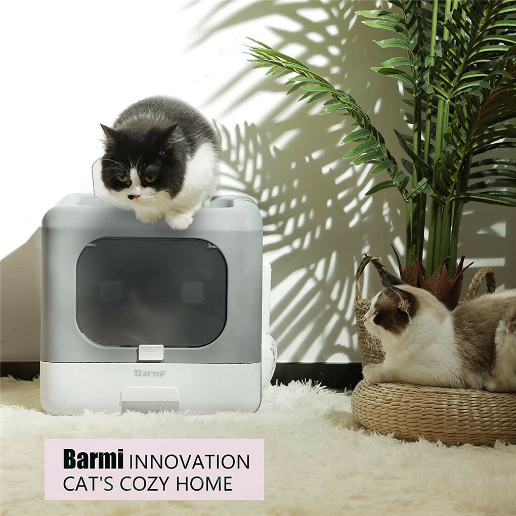 Cat Litter: Foldable Fully Enclosed Hooded Cat Litter Box Self-Cleaning Kitty Toilet w Tray