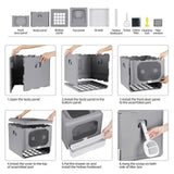 Cat Litter: Foldable Fully Enclosed Hooded Cat Litter Box Self-Cleaning Kitty Toilet w Tray