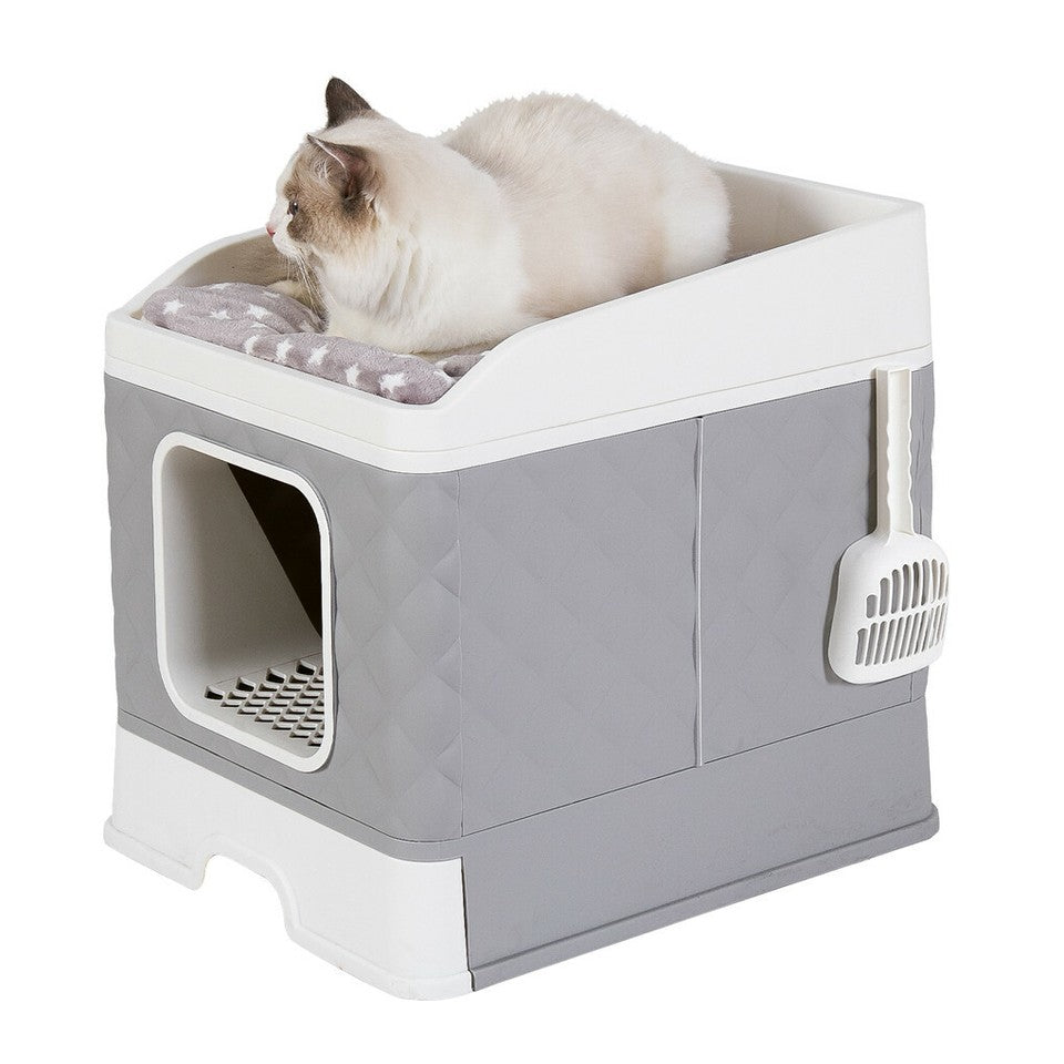 Cat Litter: Large Hooded Cat Litter Box with Enclosed Top