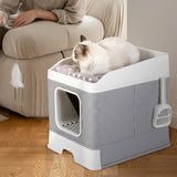 Cat Litter: Large Hooded Cat Litter Box with Enclosed Top