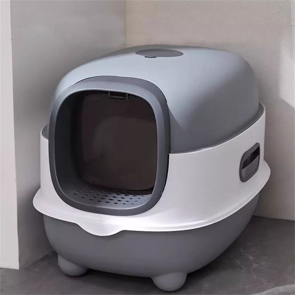 Cat Litter: Large Capacity Enclosed Cat Litter Box with Hood and Scoop, Leak-Proof Design