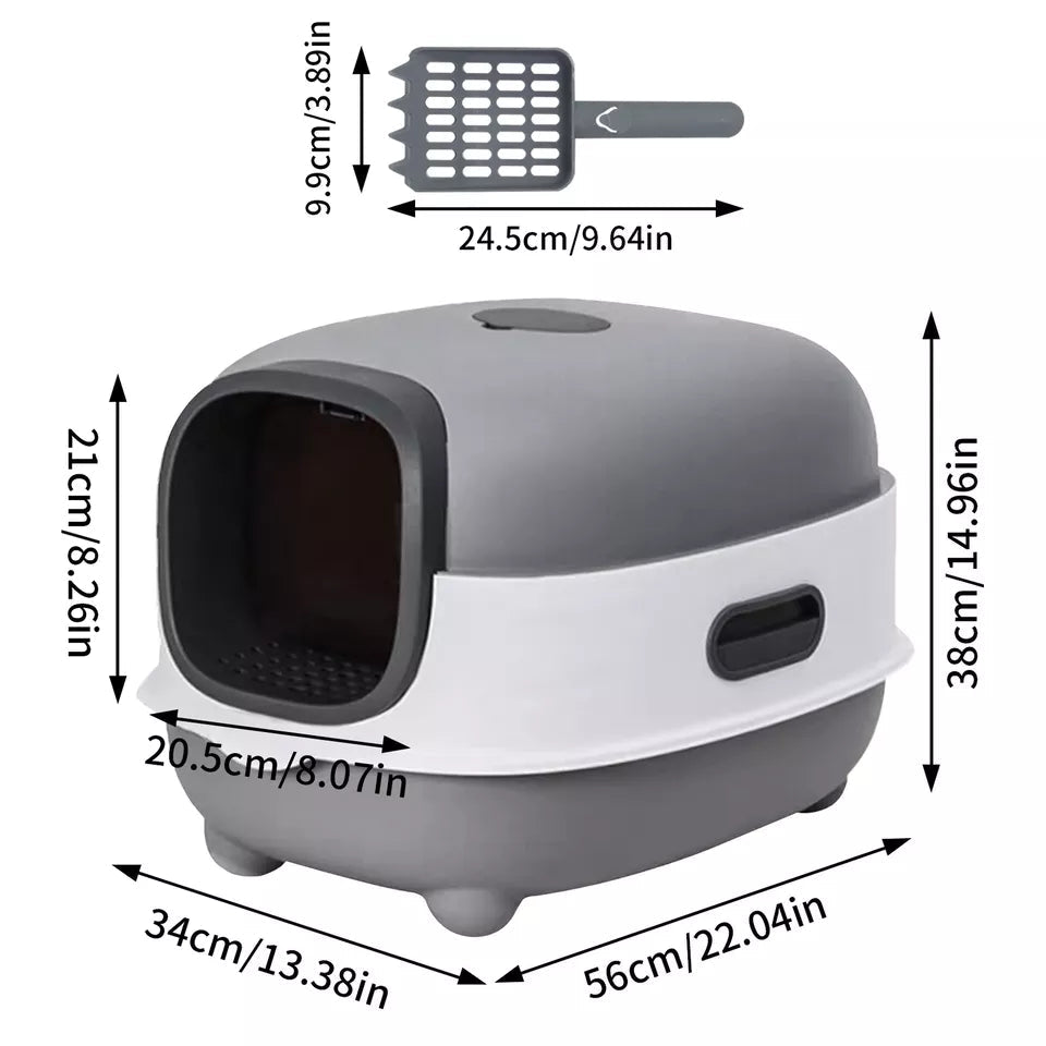 Cat Litter: Large Capacity Enclosed Cat Litter Box with Hood and Scoop, Leak-Proof Design