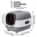 Cat Litter: Large Capacity Enclosed Cat Litter Box with Hood and Scoop, Leak-Proof Design