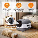 Cat Litter: Large Capacity Enclosed Cat Litter Box with Hood and Scoop, Leak-Proof Design