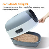 Cat Litter: Large Capacity Enclosed Cat Litter Box with Hood and Scoop, Leak-Proof Design