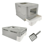 Cat Litter: Large Enclosed Cat Litter Box Foldable Cat Kitten Toilet Box with Slide-Out Tray