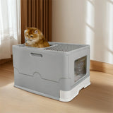 Cat Litter: Large Enclosed Cat Litter Box Foldable Cat Kitten Toilet Box with Slide-Out Tray