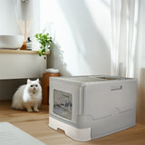 Cat Litter: Large Enclosed Cat Litter Box Foldable Cat Kitten Toilet Box with Slide-Out Tray