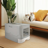 Cat Litter: Large Enclosed Cat Litter Box Foldable Cat Kitten Toilet Box with Slide-Out Tray