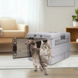 Cat Carriers & Crates: Portable Cat Travel Carrier Collapsible Plastic Kitten Pet Carry Crate