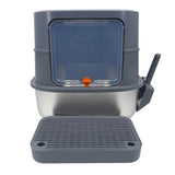 Cat Litter: P&P Jumbo Stainless Steel Cat Litter Box for Multi-Cats Large Toilet Box with Removable Lid