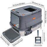 Cat Litter: P&P Jumbo Stainless Steel Cat Litter Box for Multi-Cats Large Toilet Box with Removable Lid
