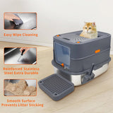 Cat Litter: P&P Jumbo Stainless Steel Cat Litter Box for Multi-Cats Large Toilet Box with Removable Lid