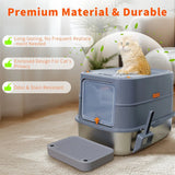 Cat Litter: P&P Jumbo Stainless Steel Cat Litter Box for Multi-Cats Large Toilet Box with Removable Lid