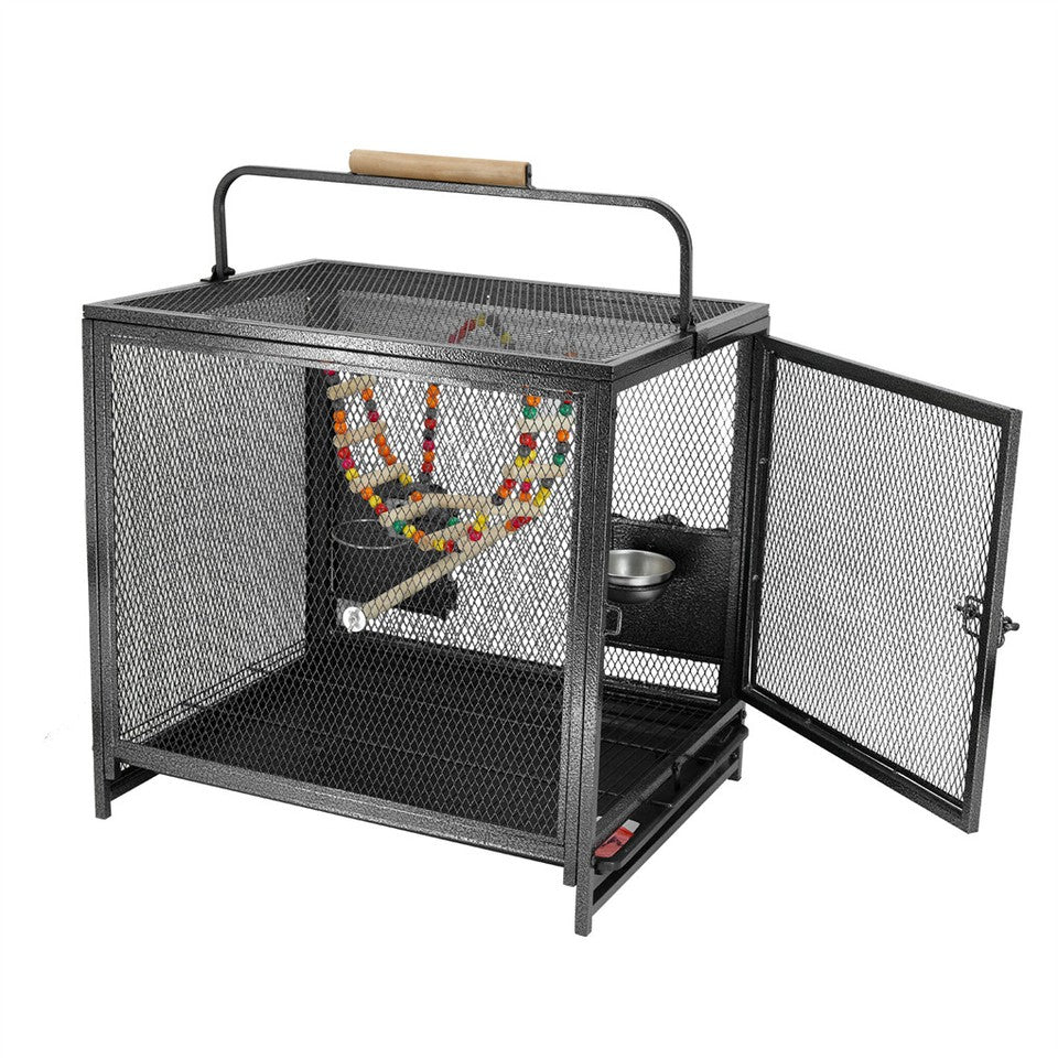 Bird Cages & Stands: Heavy Duty Metal Bird Cage Parrot Transport Carrying Cage Large Pet Cages Aviary