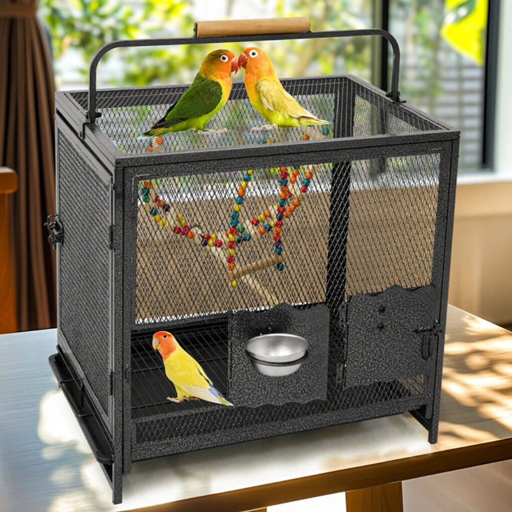 Bird Cages & Stands: Heavy Duty Metal Bird Cage Parrot Transport Carrying Cage Large Pet Cages Aviary