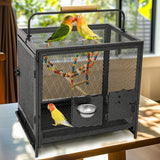 Bird Cages & Stands: Heavy Duty Metal Bird Cage Parrot Transport Carrying Cage Large Pet Cages Aviary
