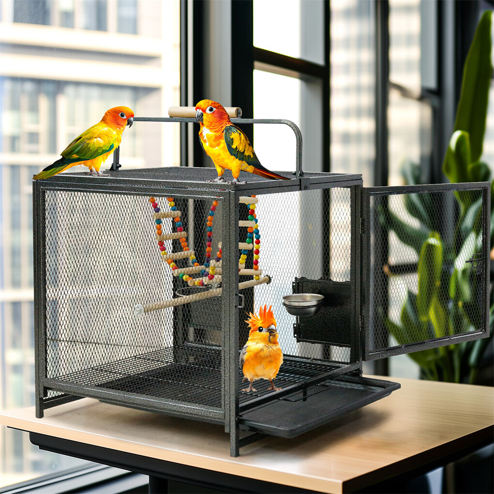Bird Cages & Stands: Heavy Duty Metal Bird Cage Parrot Transport Carrying Cage Large Pet Cages Aviary