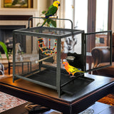 Bird Cages & Stands: Heavy Duty Metal Bird Cage Parrot Transport Carrying Cage Large Pet Cages Aviary
