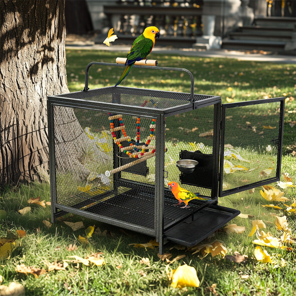 Bird Cages & Stands: Heavy Duty Metal Bird Cage Parrot Transport Carrying Cage Large Pet Cages Aviary
