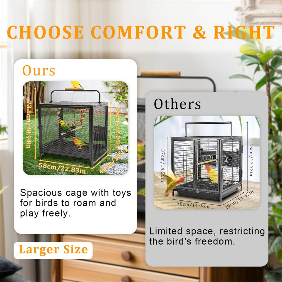 Bird Cages & Stands: Heavy Duty Metal Bird Cage Parrot Transport Carrying Cage Large Pet Cages Aviary