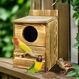 Bird Cage Accessories: Large Wooden Screech Owl House Nesting Box with Perch - Outdoor Birdhouse for Garden Trees