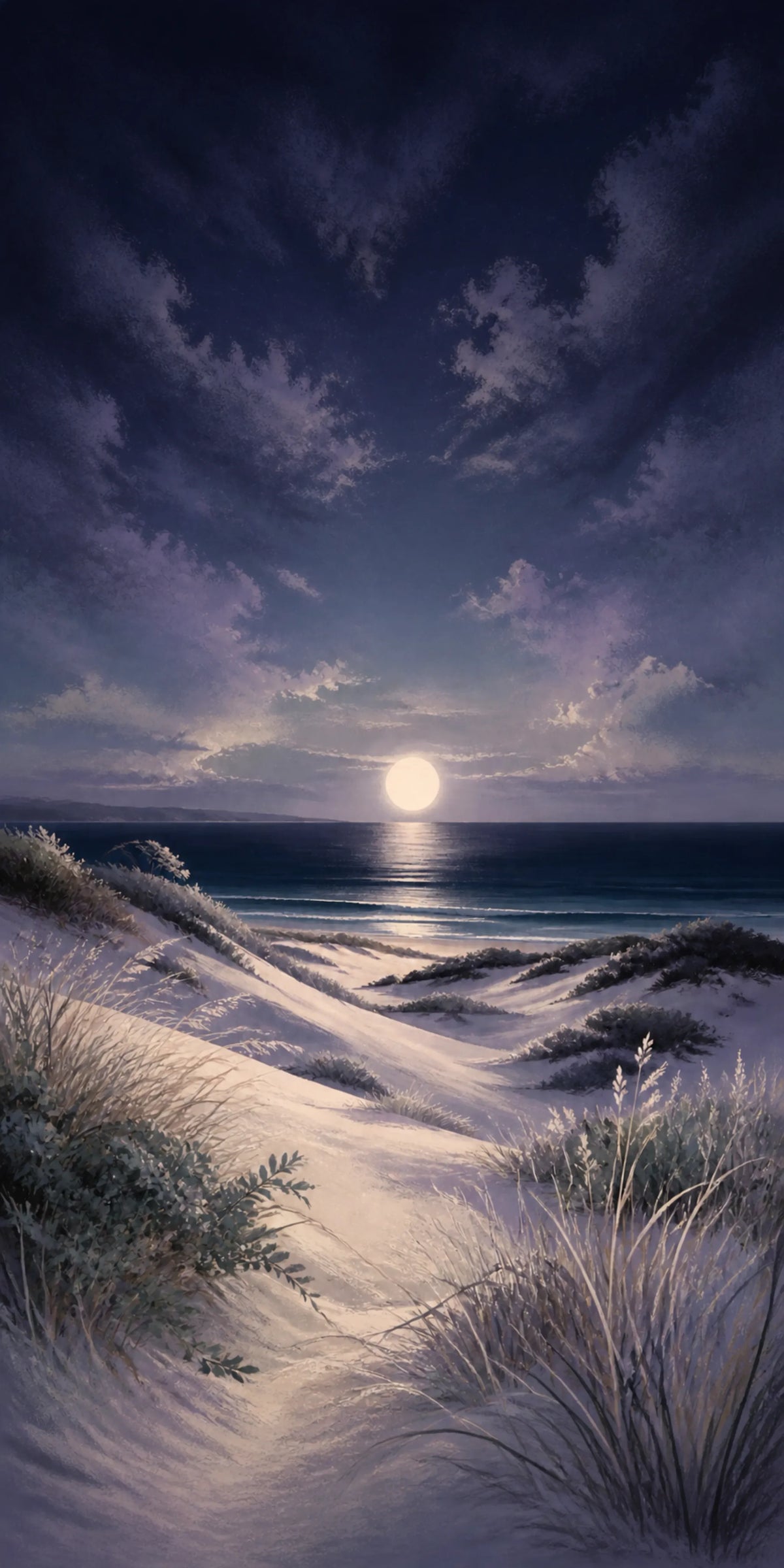 Moonlit Dunes Stretched Canvas Wall Art - Portrait - 60W x 80H cm