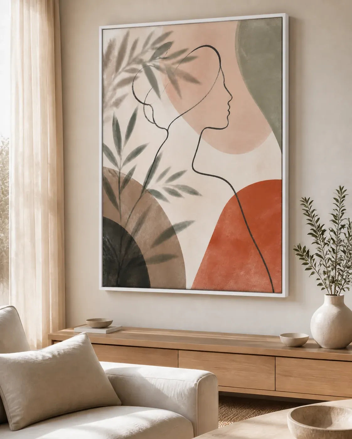 Quiet Muse Floating Frame Canvas Wall Art - Portrait - 40W x 50H cm - White