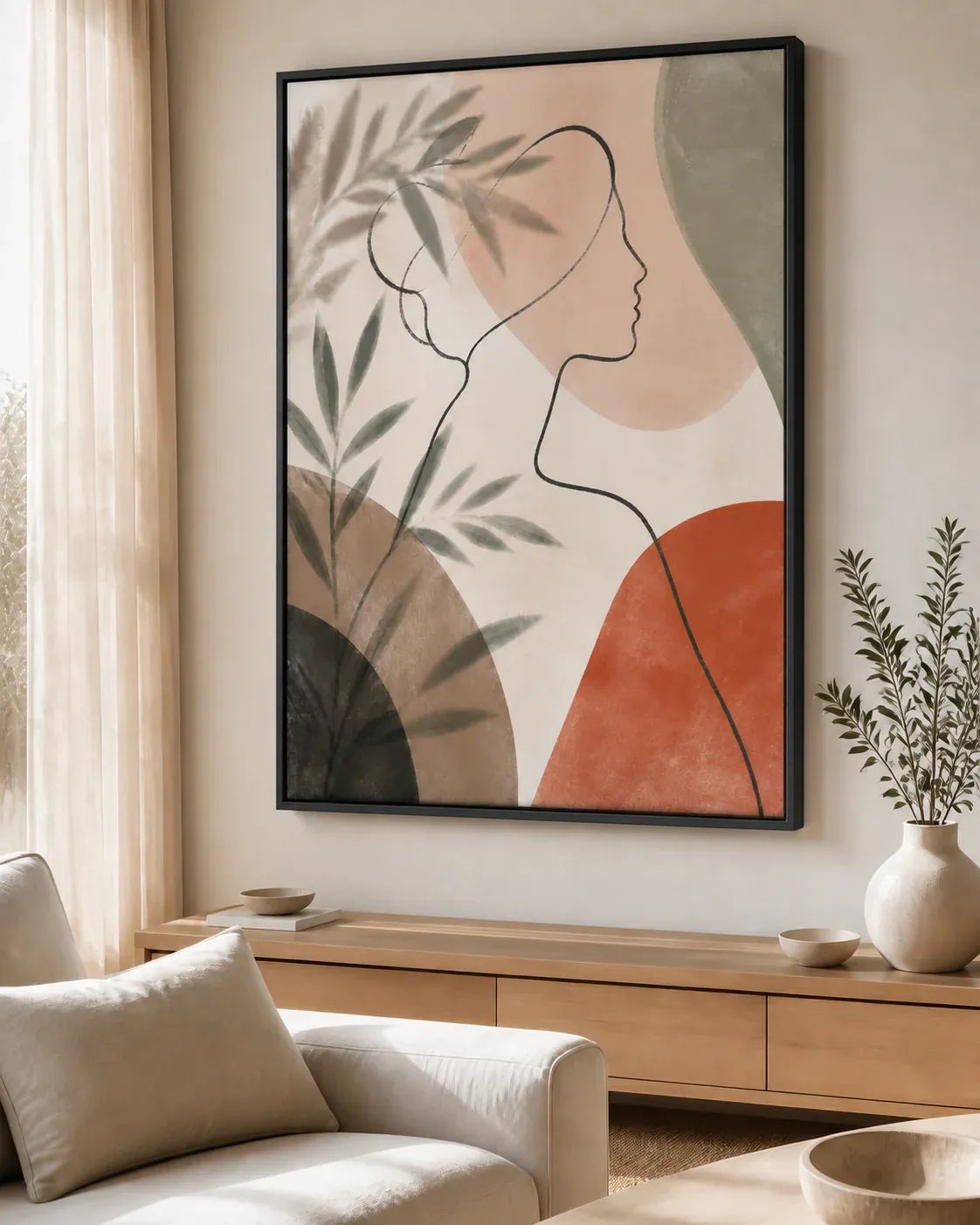 Quiet Muse Floating Frame Canvas Wall Art - Portrait - 60W x 120H cm - White